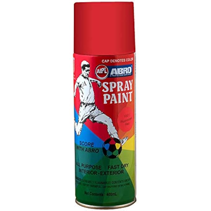 Abro SP-1001 MULTIPURPOSE COLOUR SPRAY PAINT CAN FOR CARS AND BIKES (400ML, FLUORESCENT RED, 1 PC) - Image 1